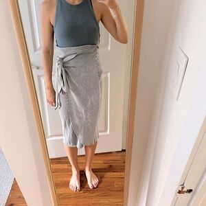 Mara Hoffman grey striped midi knit skirt